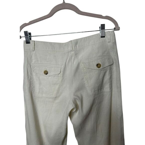 Theory White Linen Blend Straight Leg Pants Women's Size 2 Professional Timeless - Picture 4 of 11